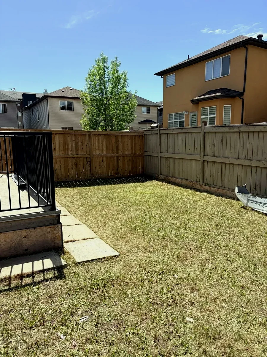 Same backyard after mowing and cleanup by Edge Property Services